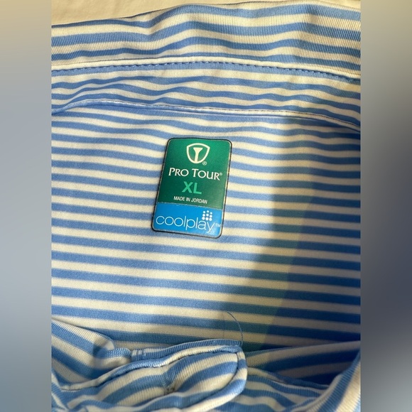 PRO TOUR Men's classic blue and white stripe Cool Play golf polo size XL - Picture 10 of 12